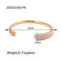 Golden stainless steel open bangle featuring a solid ball and pearl inlay design - Round Ball Artificial Pearl Open Style (JDB201489-PR)