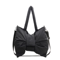 Borsa tote nera stile balletto con grande fiocco a sbuffo e tracolla regolabile versatile - Grande / Grigio