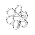 Minimalist silver flower open ring featuring large hollow six-petal design and hammered texture - Large Silver Six-Petal Hollow Flower (P8317026)