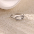 Silver adjustable ring featuring micro-paved oval element and central zircon stone - Silver Luxury Oval Zirconia Style (P9287096)