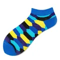 Chaussettes grandes tailles à motifs géométriques colorés en bleu et jaune style moderne - Ad115 / 36-44