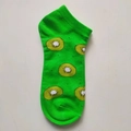 Socquettes en coton vert fluo avec motif kiwi vif et détails de graines noires - Ad127 / 36-44