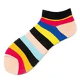 Chaussettes courtes en coton à rayures colorées rose, bleu et jaune, taille unique unisexe - A91 / 36-44