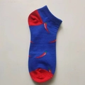 Chaussettes basses en coton avec motif piment et design contrasté bleu et rouge - Ad125 / 36-44