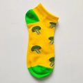 Socquettes en coton jaune avec motifs brocolis verts et bordures contrastées - Ad121 / 36-44