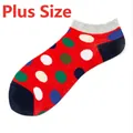 Chaussettes invisibles rouges grande taille à pois colorés et talons bleu marine - Ad119 / 36-44