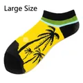 Chaussettes de sport jaunes avec motif de cocotiers noirs en grande taille - Ad113 / 36-44