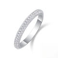 Three-row micro-set S925 silver moissanite ring with official GRA certificate - US Size 9 / 1.0mm Moissanite Eternity Ring (With GRA Cert) (R12964)