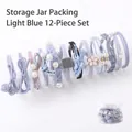12-piece light blue elastic hair scrunchie set with pearls and bows in a clear jar - 12-Piece Light Blue Jar Set