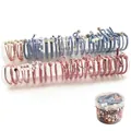 50-piece blue and pink high elasticity hair tie set with pearls and bows in storage jar - 50-Piece Blue & Pink Jar Set