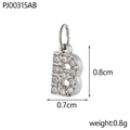 Micro-paved letter B pendant in silver stainless steel with white zircons and dimensions - Letter B / Silver