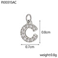 Sparkling pave zircon letter C pendant in stainless steel for DIY jewelry making - Letter C / Silver