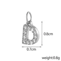 Silver micro-paved letter D charm with white cubic zirconia for jewelry making - Letter D / Silver