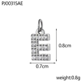 Silver letter E pendant with zircon stones, measuring 0.8cm by 0.7cm for DIY jewelry - Letter E / Silver