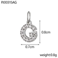 Silver micro-pave zircon letter G pendant for DIY jewelry making, 0.8cm size - Letter G / Silver