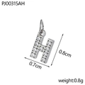 Silver stainless steel H-letter pendant with micro-pave crystals for DIY jewelry - Letter H / Silver