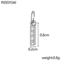 Miniature titanium steel rectangular pendant with 4 micro-inlaid cubic zirconia stones - Letter I / Silver