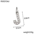 Silver letter J charm with micro-paved zircons in titanium steel, 0.8cm size - Letter L / Silver
