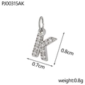 Silver micro-paved letter K pendant in stainless steel with cubic zirconia stones - Letter K / Silver