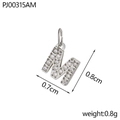 Silver-toned letter M pendant with micro-pave cubic zirconia and 0.8cm dimensions - Letter M / Silver