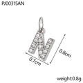 Pendant in letter N shape with clear cubic zirconia in polished titanium steel - Letter N / Silver