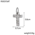 Silver stainless steel T-shape pendant with cubic zirconia and dimensions 0.8x0.7cm - Letter T / Silver