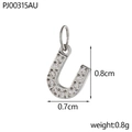 Silver horseshoe pendant with micro-pave cubic zirconia and dimensions marking - Letter U / Silver