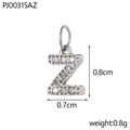 Micro paved silver stainless steel letter Z pendant with cubic zirconia for DIY jewelry - Letter Z / Silver