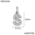 Silver stainless steel S-letter pendant with micro-pave cubic zirconia crystals - Letter S / Silver