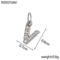 Silver micro-pave cubic zirconia letter V pendant charm for necklace DIY crafting - Letter V / Silver