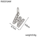 Micro-paved zirconia silver stainless steel letter W pendant charm for jewelry DIY - Letter W / Silver