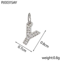 Delicate cubic zirconia paved letter Y pendant in titanium steel for necklaces - Letter Y / Silver