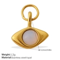Golden stainless steel Evil Eye pendant with white opal inlay and 12.2mm diameter - Evil Eye Opal Pendant (PJ670WEG)