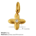 18k gold plated stainless steel four-leaf flower charm with a centered rhinestone - Four Leaf Flower Zircon Pendant (PJ679WEG)