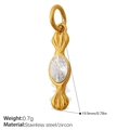 Golden candy-shaped stainless steel pendant with oval zircon inlay and 19.9mm size detail - Candy Shape Zircon Pendant (PJ708WEG)