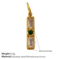Gold stainless steel rectangle pendant with clear crystals and green zircon, 0.6g weight - Rectangular Green Zircon Pendant (PJ717CRG)