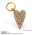 18k gold plated heart pendant in stainless steel with full pavé sparkling rhinestones - Full Zircon Heart Pendant (PJ733WEG)