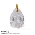 18k gold plated stainless steel teardrop zircon pendant 10mm charms for jewelry making - Teardrop Shape Zircon Pendant (PJ740WEG)