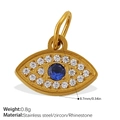 Evil eye pendant crafted in gold stainless steel with blue zircon and white rhinestones - Evil Eye Blue Zircon Pendant (PJ789DBG)