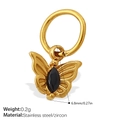 Miniature butterfly charm in 18k gold plated stainless steel with black zircon inlay - Mini Butterfly Black Zircon Pendant (PJ813BKG)