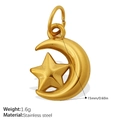 18k gold plated stainless steel moon and star pendant weighing 1.6g, 15mm height - Moon and Stars Shape Pendant (PJ946G)