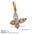 Golden butterfly necklace pendant in stainless steel with zircon and 10mm dimension - Gold Butterfly Zircon Pendant (PJ949WEG)