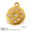 18K gold plated stainless steel sunburst pendant with inset rhinestones - Star Disc Retro Pendant (PJ951WEG)