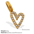 Gold plated heart pendant with rhinestones and 16.6mm height dimension in stainless steel - Gold Full Zircon Heart Pendant (PJ953WEG)