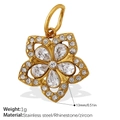 Bohemian gold-plated heart flower pendant with sparkling crystals and drop-shaped petals - Teardrop Petal Zircon Pendant (PJ958WEG)