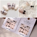 5D gold-stamped nail stickers with black 3D bows and pearls in cream and black tones - MJ-014 Gold Foil Style