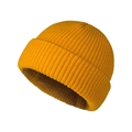 Winter knitted beanie in ginger yellow featuring a classic warm ribbed texture - Yellow