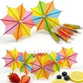Rainbow cocktail paper umbrellas with natural bamboo sticks for party fruit decoration - Octagonal Umbrella Picks