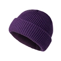 Winter cuffed ribbed knit beanie in deep purple color for warmth and hip-hop style - Purple