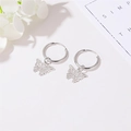 Orecchini a cerchio minimalisti in argento con farfalla traforata per donna - Argento